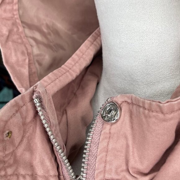 Outer Edge Women's Pink Utility Canvas Windbreaker Jacket w/Drawsting Hoodie XL - Picture 3 of 8